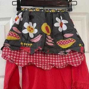 Jelly The Pug Coral Long Sleeve Tee with matching scallop skirt